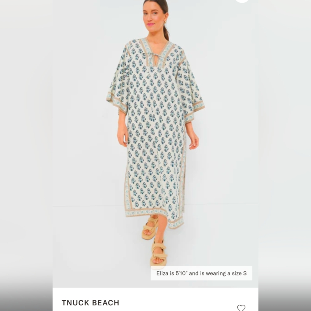 Blue and Cream Kaftan Dress